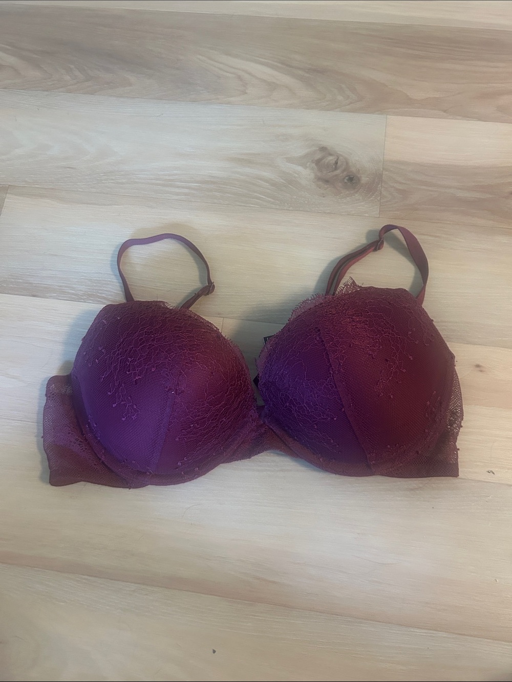 Maroon Victoria Secret Push Up 34C Bra